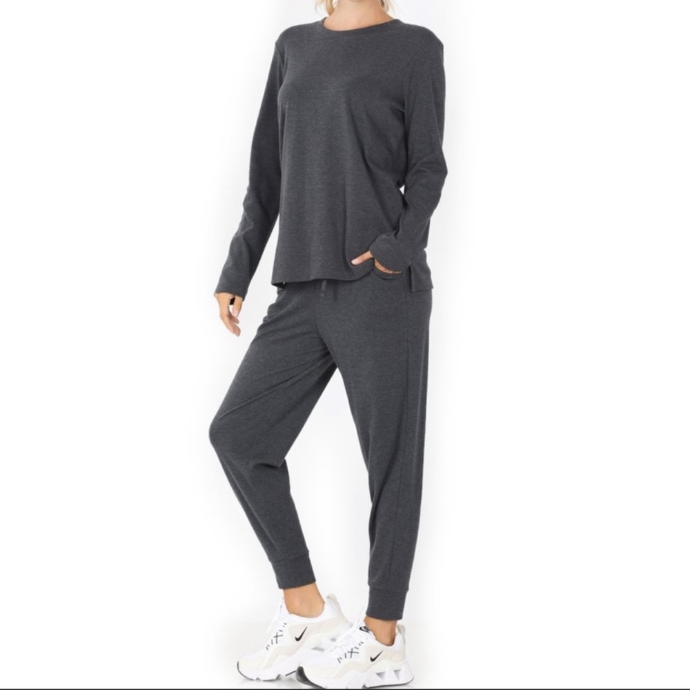 Comfy Cozy 2 piece cotton blend jogger set - Picture 2 of 6